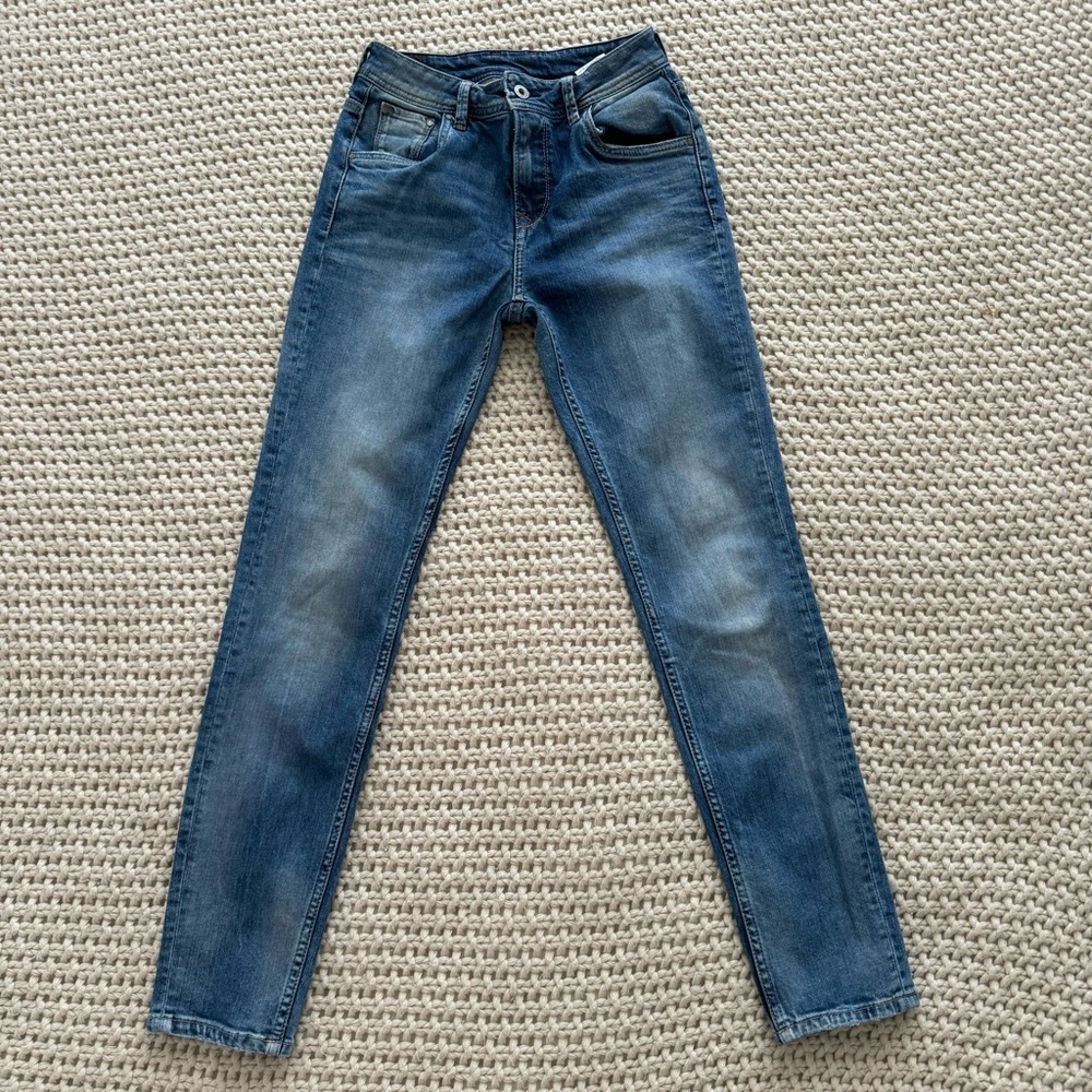 Pepe Jeans London Regular Waist Comfort Fit Taper Blue Jeans Size 24